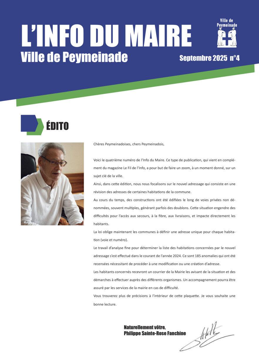 Info Du Maire Septembre 2025